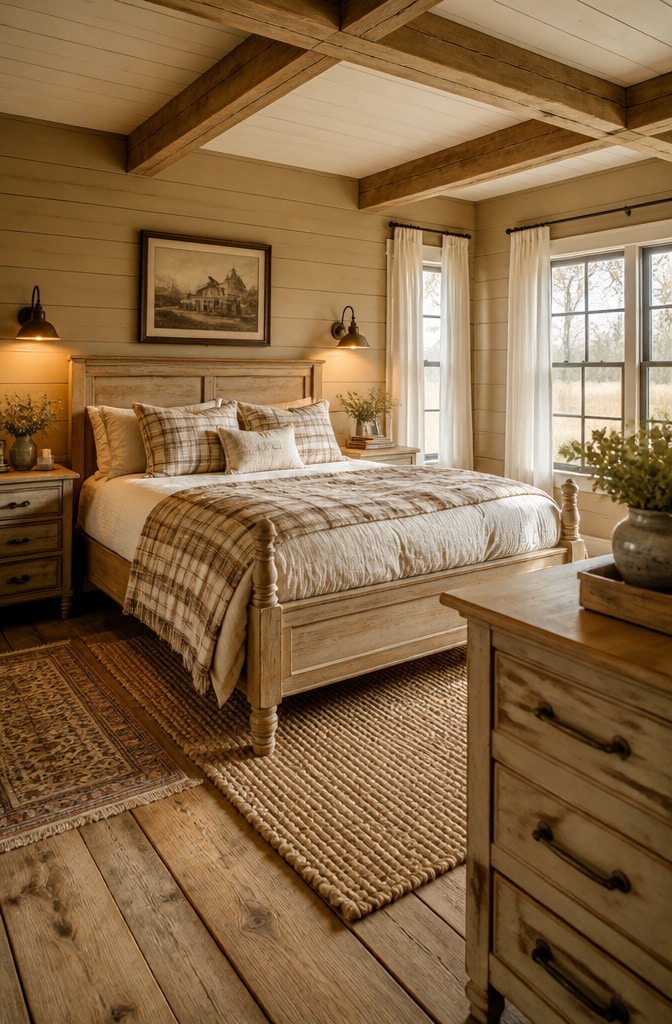 Farmhouse Light Brown Bedroom Charm