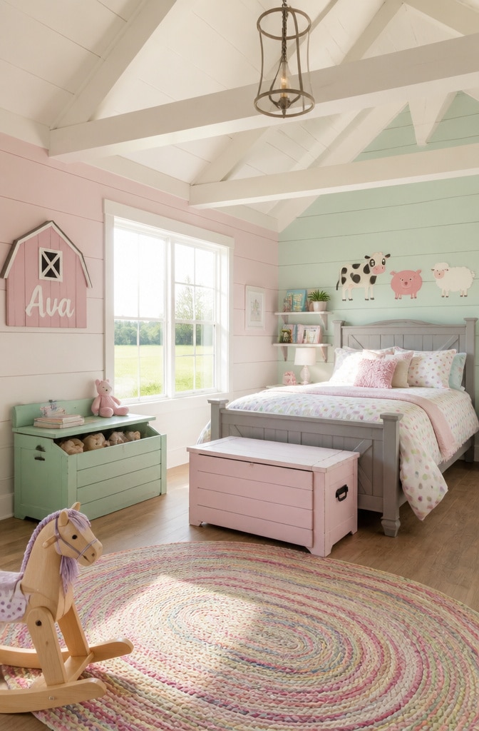 Farmhouse Playful Pastels Kids Bedroom