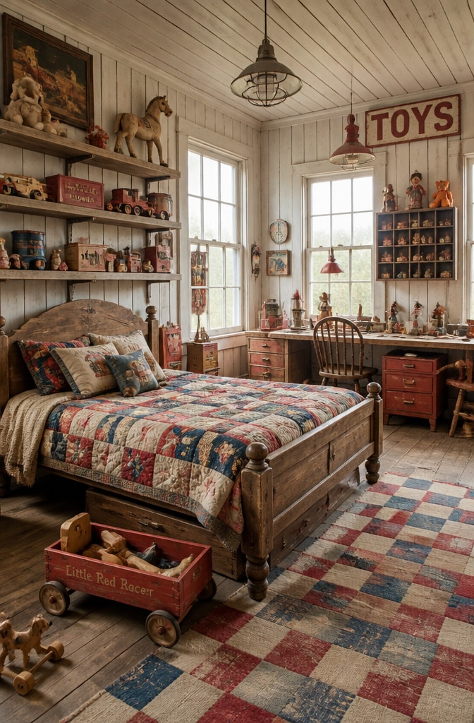 Farmhouse Vintage Toy Workshop Bedroom