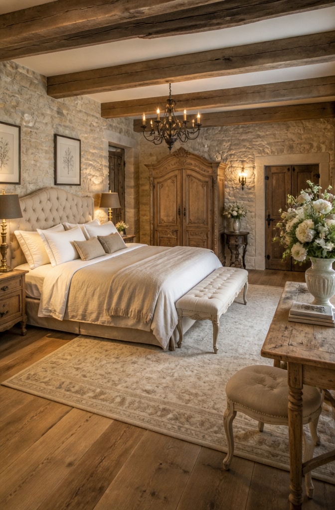 French Farmhouse Bedroom with Chic Farmhouse Elegance