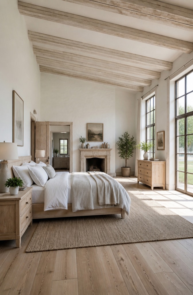 French Farmhouse Bedroom with Scandinavian Influence
