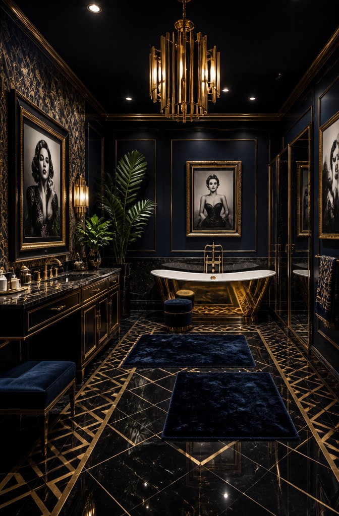 Glamorous Hollywood Regency Bathroom Prints