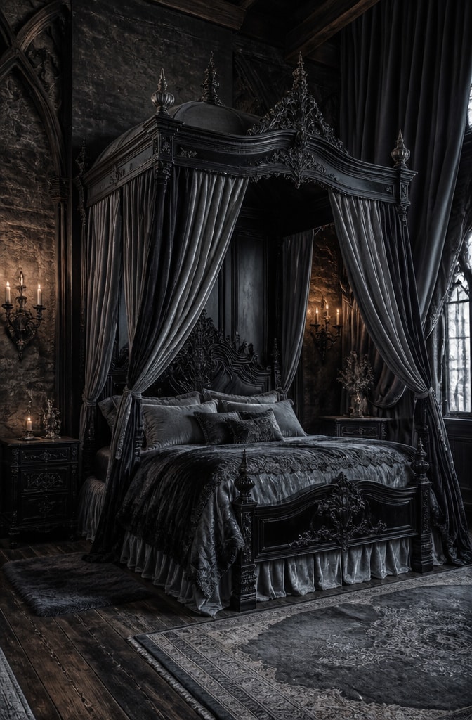 Gothic Black and Grey Bedroom