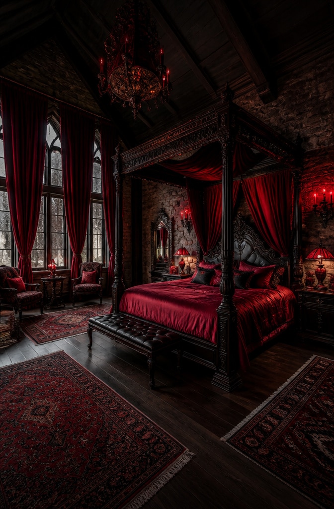 Gothic Red Velvet Bedroom