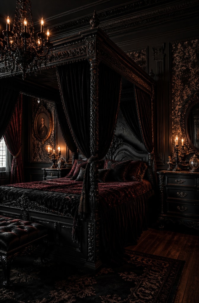 Gothic Victorian Black Bedroom