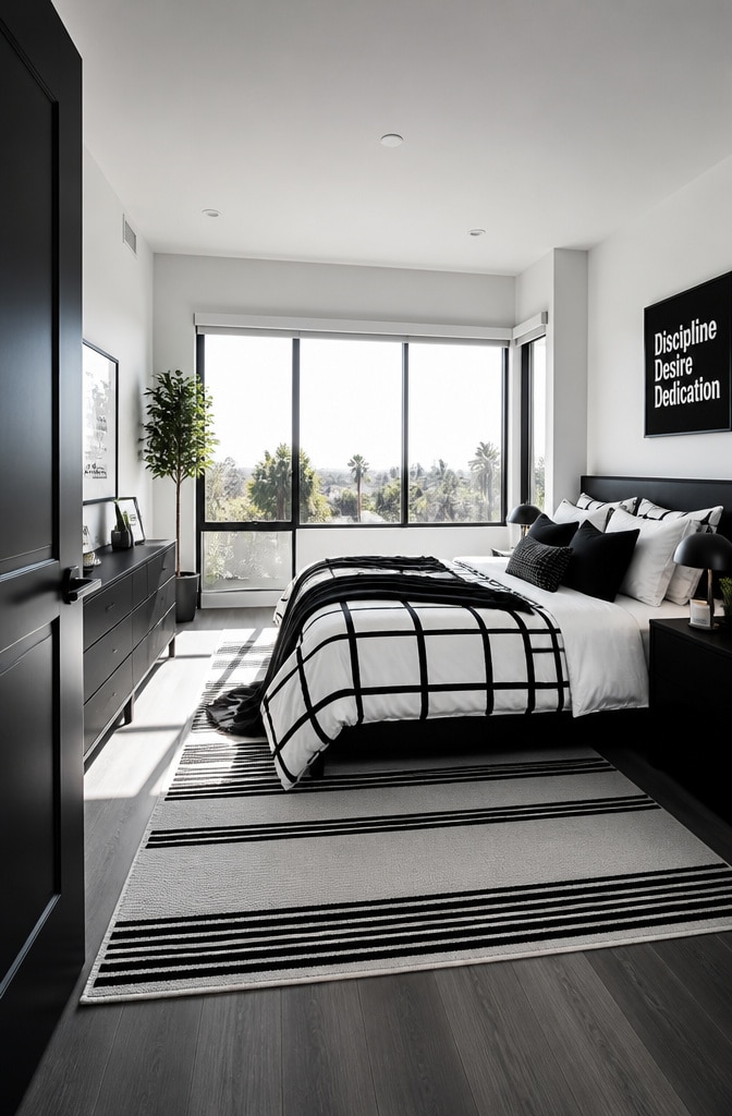 High Contrast Black and White That Girl Bedroom