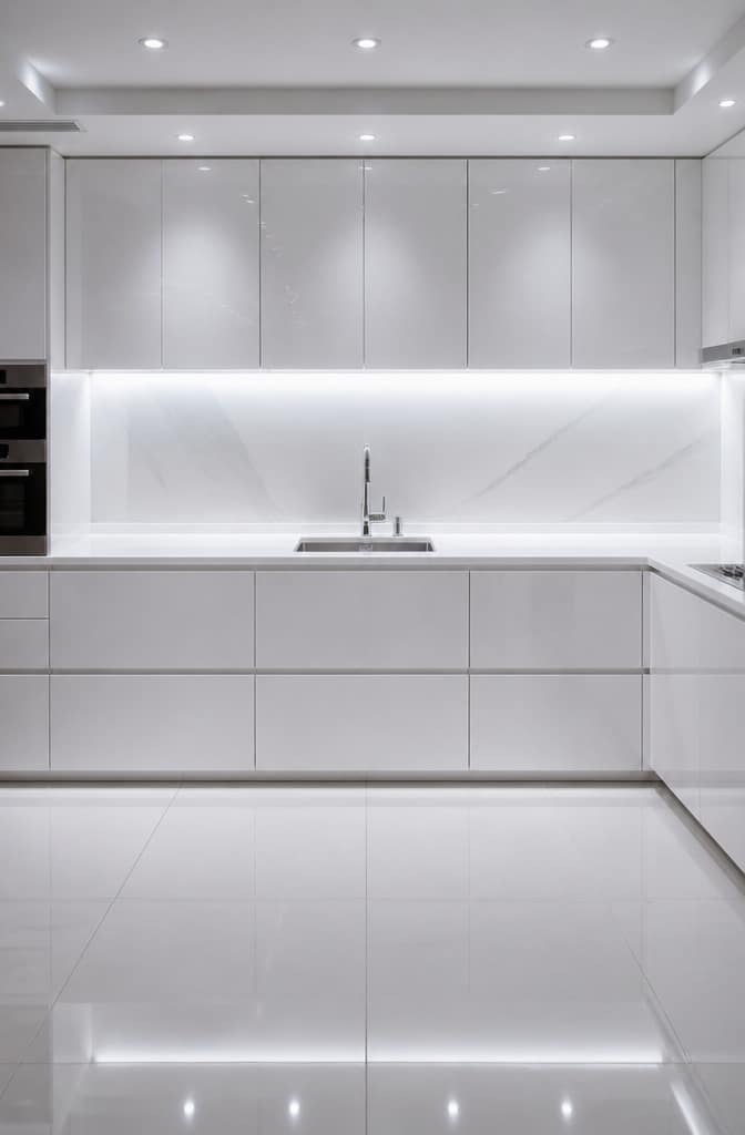 High-Gloss Minimalist Kitchen Counter