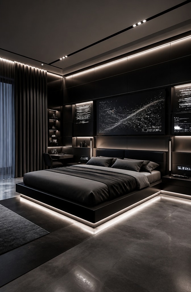 High-Tech Black and Grey Bedroom