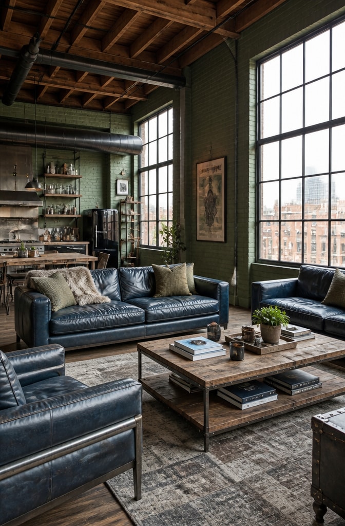 Industrial Blue-Green Urban Loft