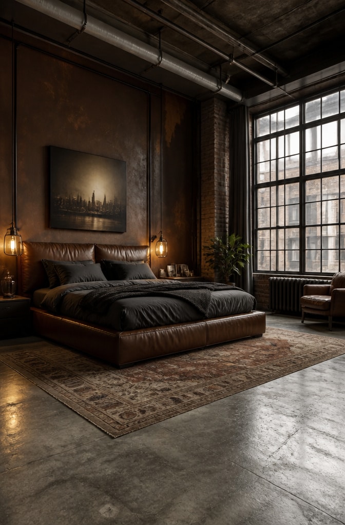 Industrial Brown Bedroom Loft