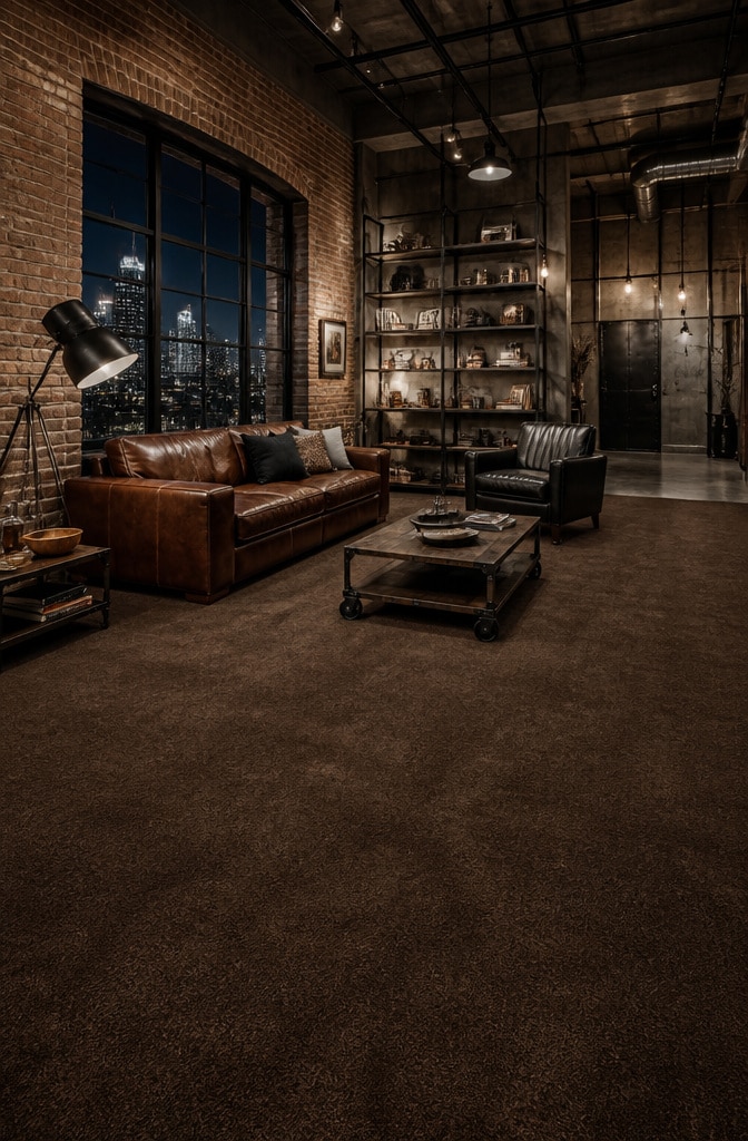 Industrial Brown Carpet Living Room