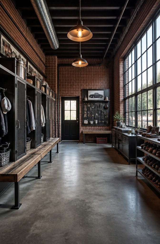 Industrial Chic Garage Mudroom