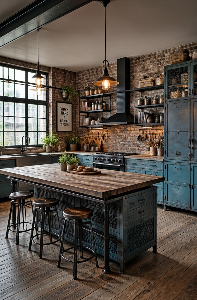 Industrial Chic Light Blue Kitchen
