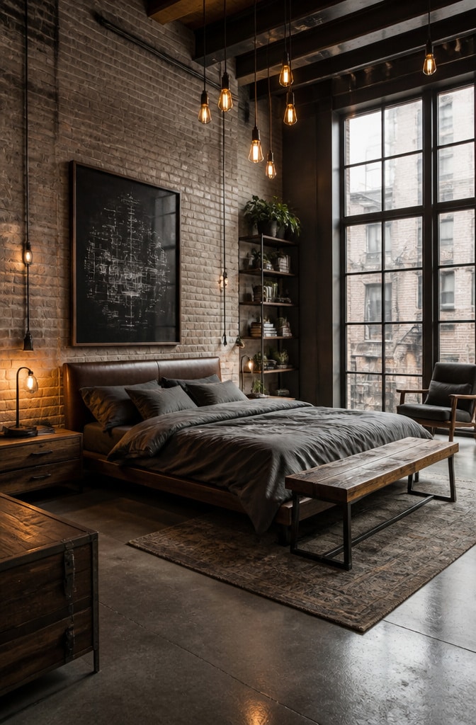 Industrial Chic Light Brown Bedroom