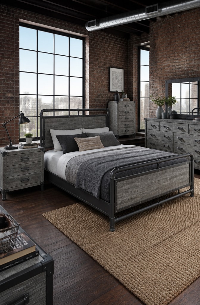 Industrial Gray Wash Bedroom Furniture
