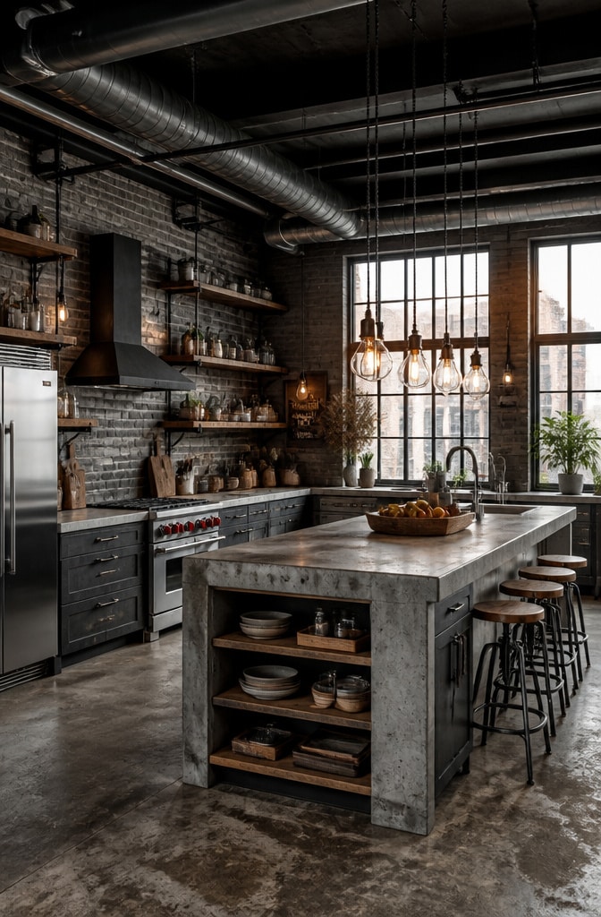 Industrial Grey and Brown Urban Kitchen