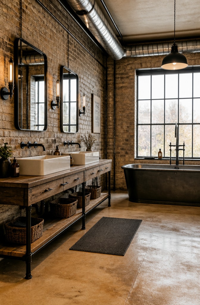 Industrial Light Brown Bathroom Loft