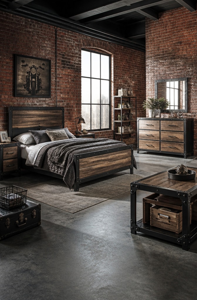 Industrial Loft Bedroom Furniture Set
