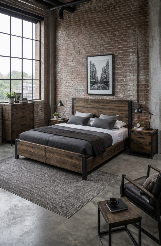 Industrial Loft Dark Furniture Bedroom
