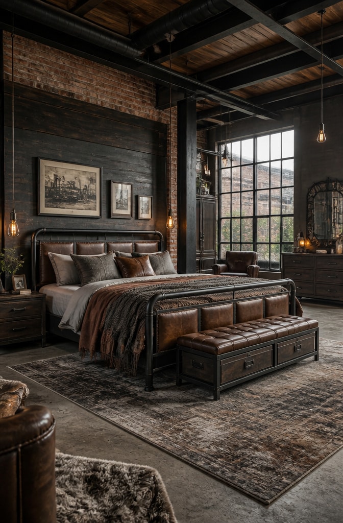 Industrial Luxe Loft Bedroom