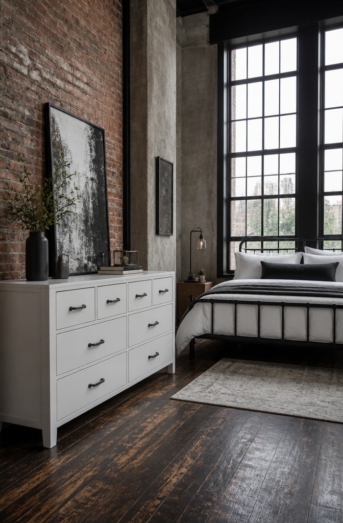 Industrial White Dresser Bedroom