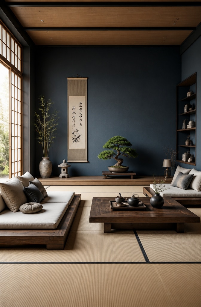 Japanese Zen Hague Blue Living Room
