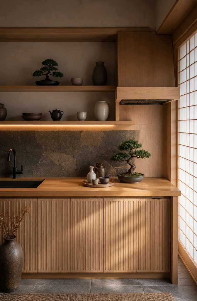 Japanese Zen Minimalist Bamboo Counter