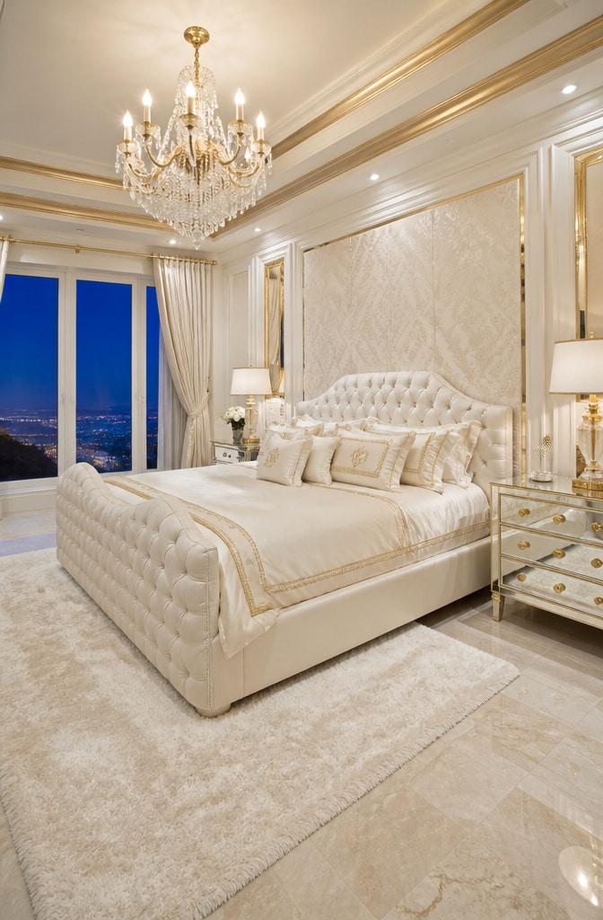 Luxurious Cream and White Glam Bedroom