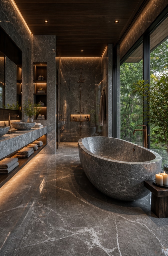 Luxurious Grey Marble Spa Bathroom