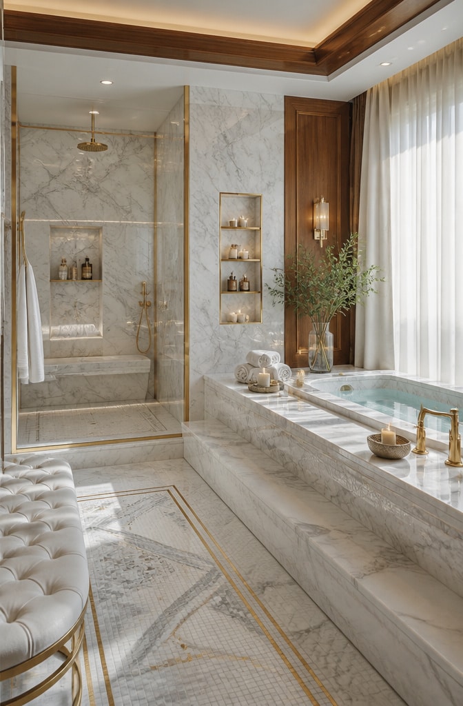 Luxurious Spa-Style Carrara Marble Bathroom