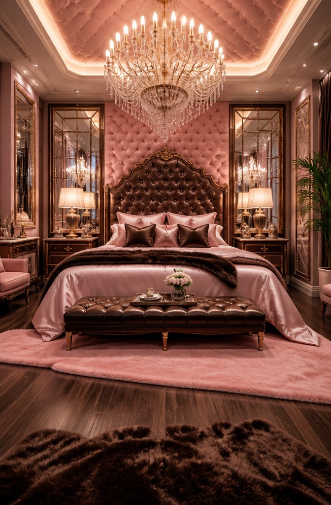 Luxury Glam Pink and Brown Bedroom