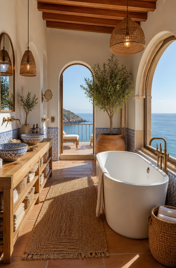 Mediterranean Coastal Spa Bathroom Escape