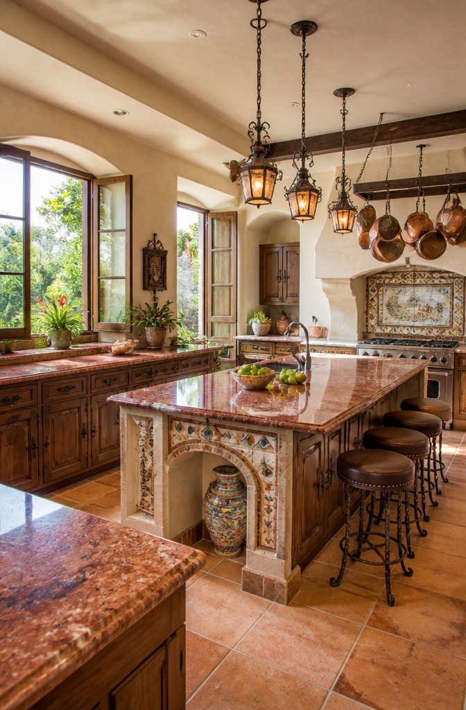 Mediterranean Red Granite Kitchen Oasis