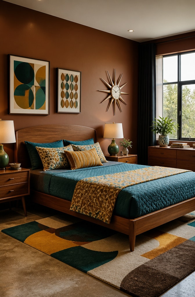 Mid-Century Brown Bedroom Elegance