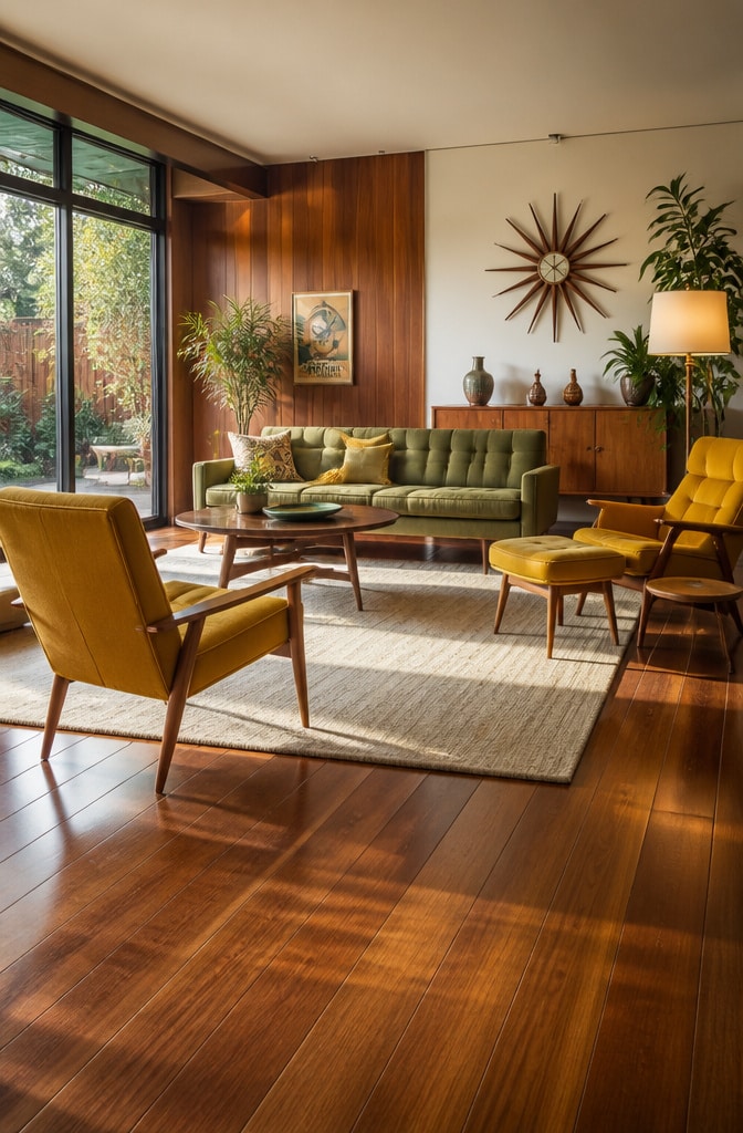 Mid-Century Brown Floor Living Room Vibe
