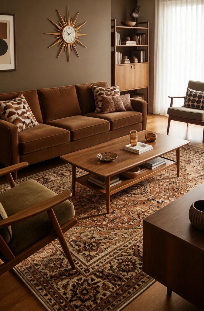 Mid-Century Brown Living Room Charm