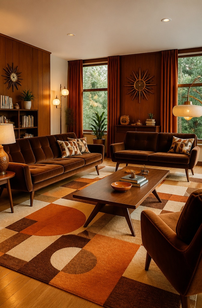 Mid-Century Brown Retro Living Room