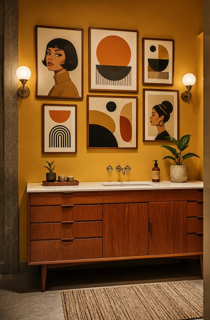 Mid-Century Modern Bathroom Art Ensemble