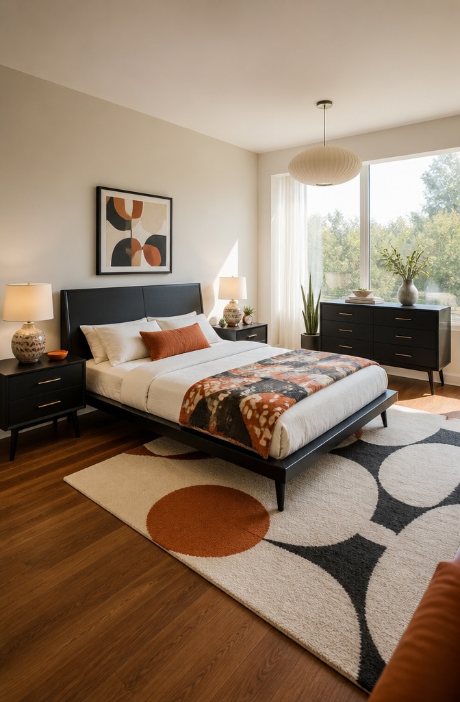 Mid-Century Modern Black Bedroom