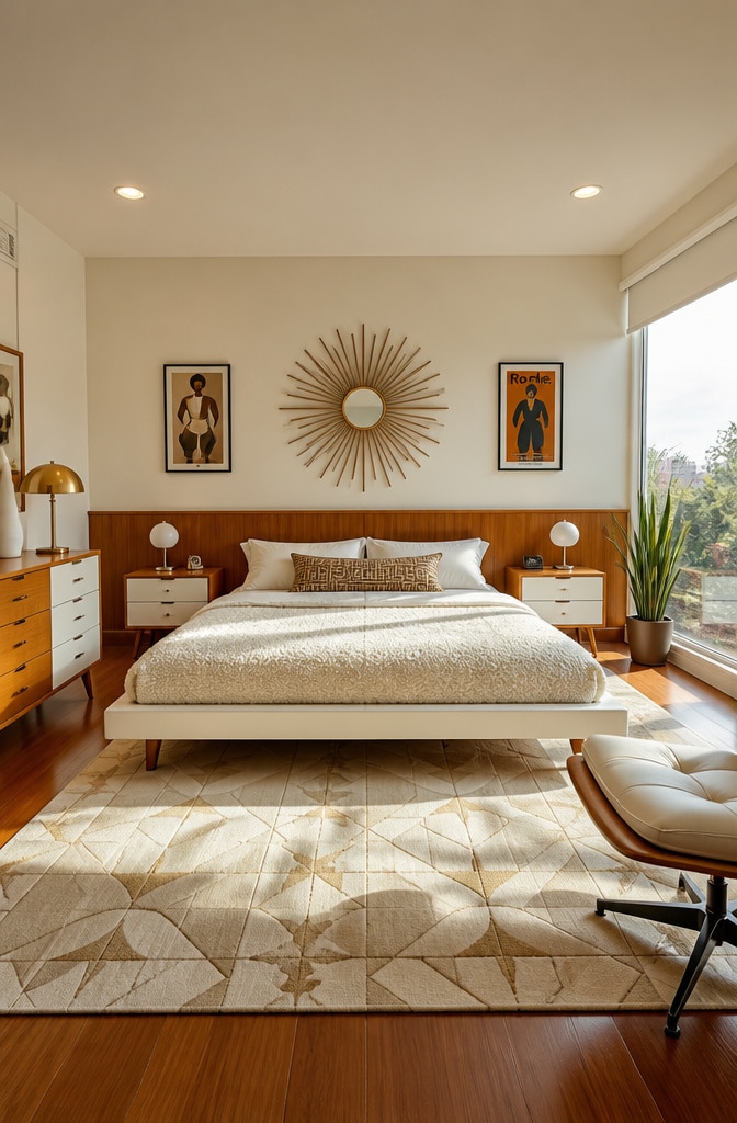 Mid-Century Modern Cream and White Bedroom