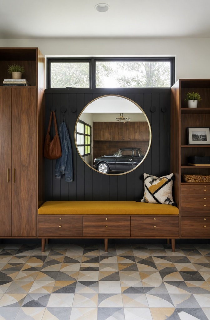 Mid-Century Modern Garage Mudroom