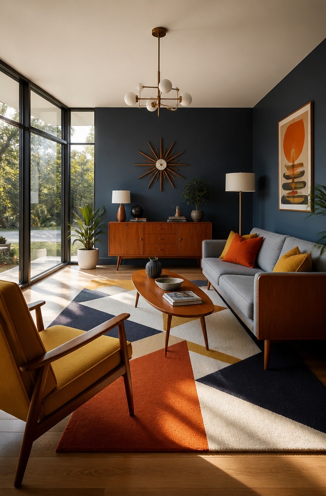 Mid-Century Modern Hague Blue Living Room