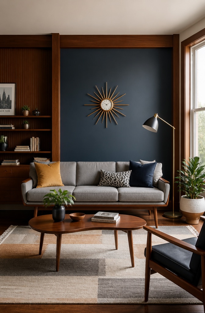 Mid-Century Modern Hague Blue Living Room