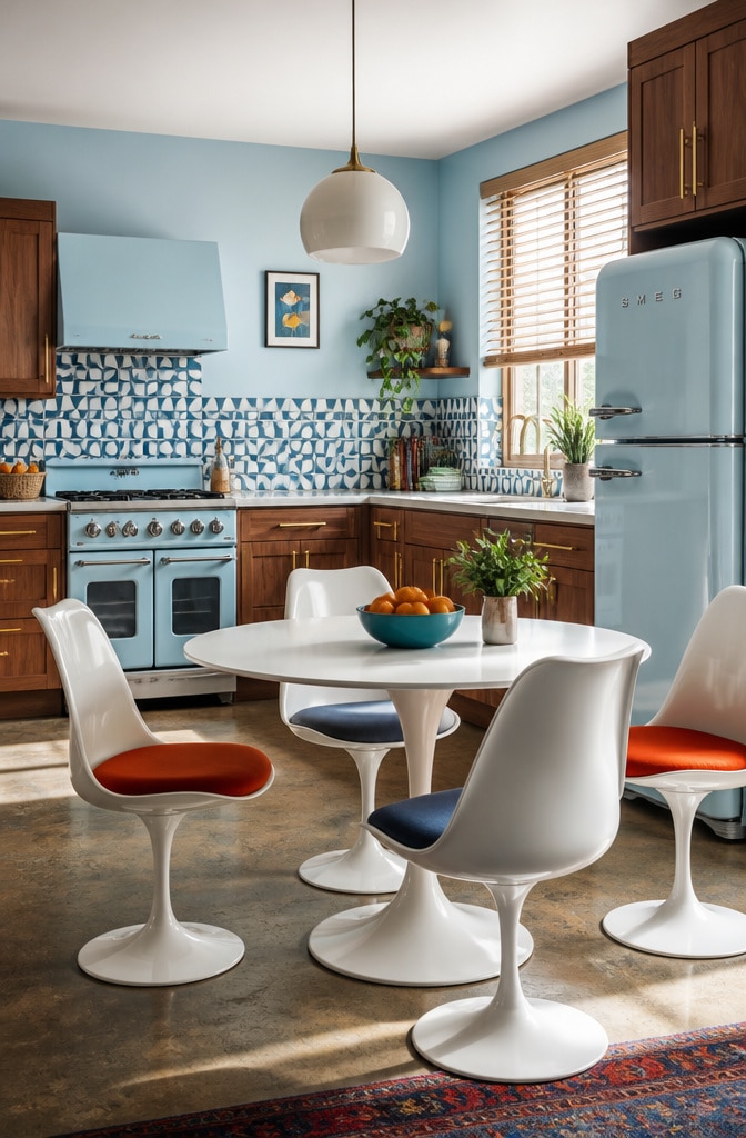Mid-Century Modern Light Blue Kitchen