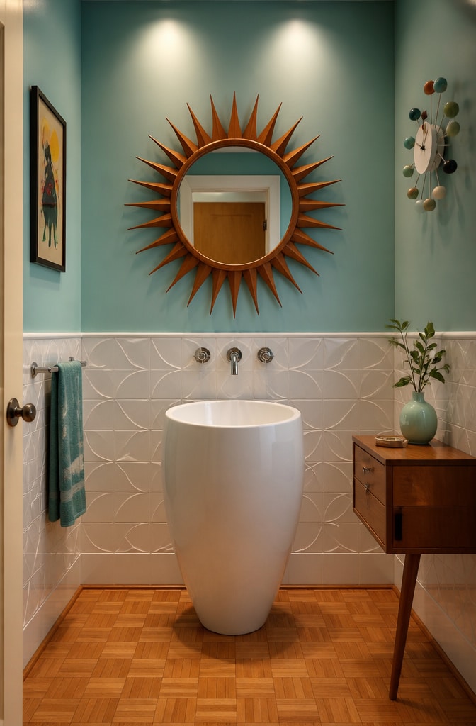 Mid-Century Modern Pedestal Sink Bathroom