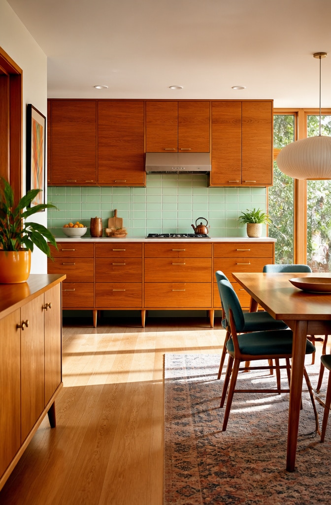 Mid-Century Modern Red Oak Cabinets
