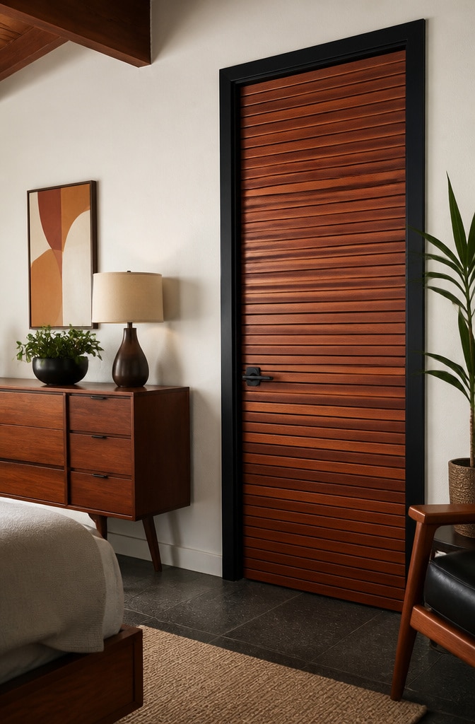 Mid-Century Modern Slatted Wood Door