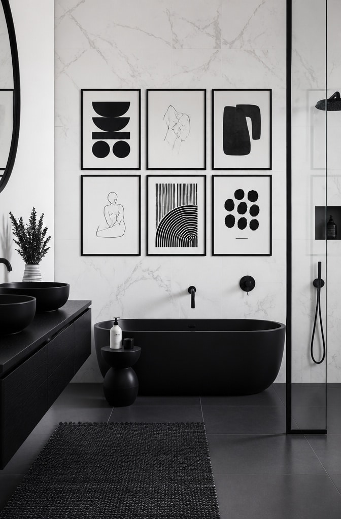 Minimalist Black and White Bathroom Prints