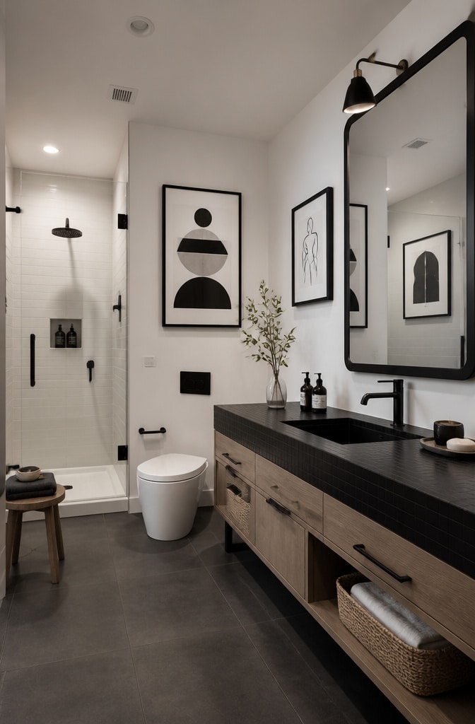 Minimalist Black and White Bathroom Prints
