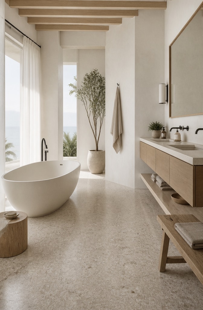 Minimalist Coastal Zen Spa Bathroom